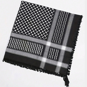 Best-seller Al-Arafat Jacquard singolo nodo foulard nero bianco baffi stile etnico sciarpa per musulmani scialle tradizionale - Product Image 6