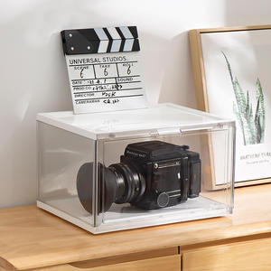 Scatola Portascarpe in Plastica Trasparente Impilabile, Design Pieghevole e Smontabile per <span class=keywords><strong>Sneakers</strong></span>, Taglia US 13, Nero, Apertura Frontale per Soggiorno - Product Image 5