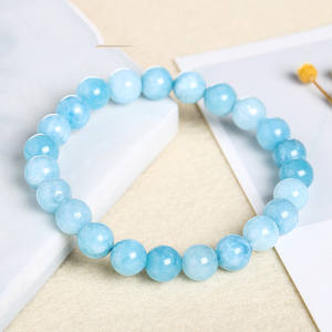New Fashion Natural Stone acquamarina elastic force Beads bracciali bracciale con perline di pietre preziose per uomo e donna - Product Image 5