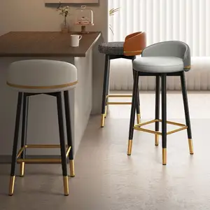 Taburetes de Bar muebles de lujo restaurante cocina nórdica barato oro silla alta mostrador moderno Metal terciopelo taburetes de Bar con respaldo