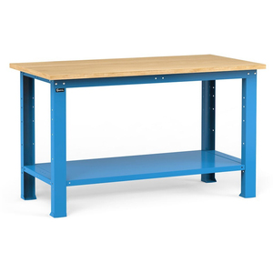 Fami Work 1500x750x882mm blue <b>workbench</b> with <b>wooden</b> top - Product Image 1
