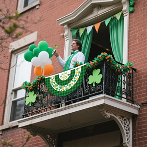 Bandera de San Patricio de 35x17 Pulgadas, <span class=keywords><strong>Media</strong></span> Redonda, Hecha de Poliéster, con un Cinturón Superior y 2 Hebillas de Latón - Product Image 5