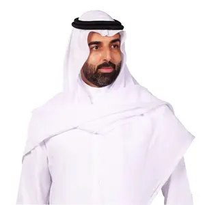 सफेद फैशन अरबी मुस्लिम शाल पुरुषों Tulle कपड़े नरम कतर Ghutra अरबी सिर को कवर के साथ उपहार बॉक्स
