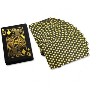 Waterproof Playcard Plastic Custom Back Logo <b>Playing</b> <b>Cards</b> Black Gold Poker <b>Card</b> - Product Image 4