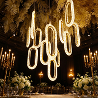 Luminaire suspendu ovale en acrylique LED de luxe pour la décoration de mariage, salle de banquet, scène, fête, événement