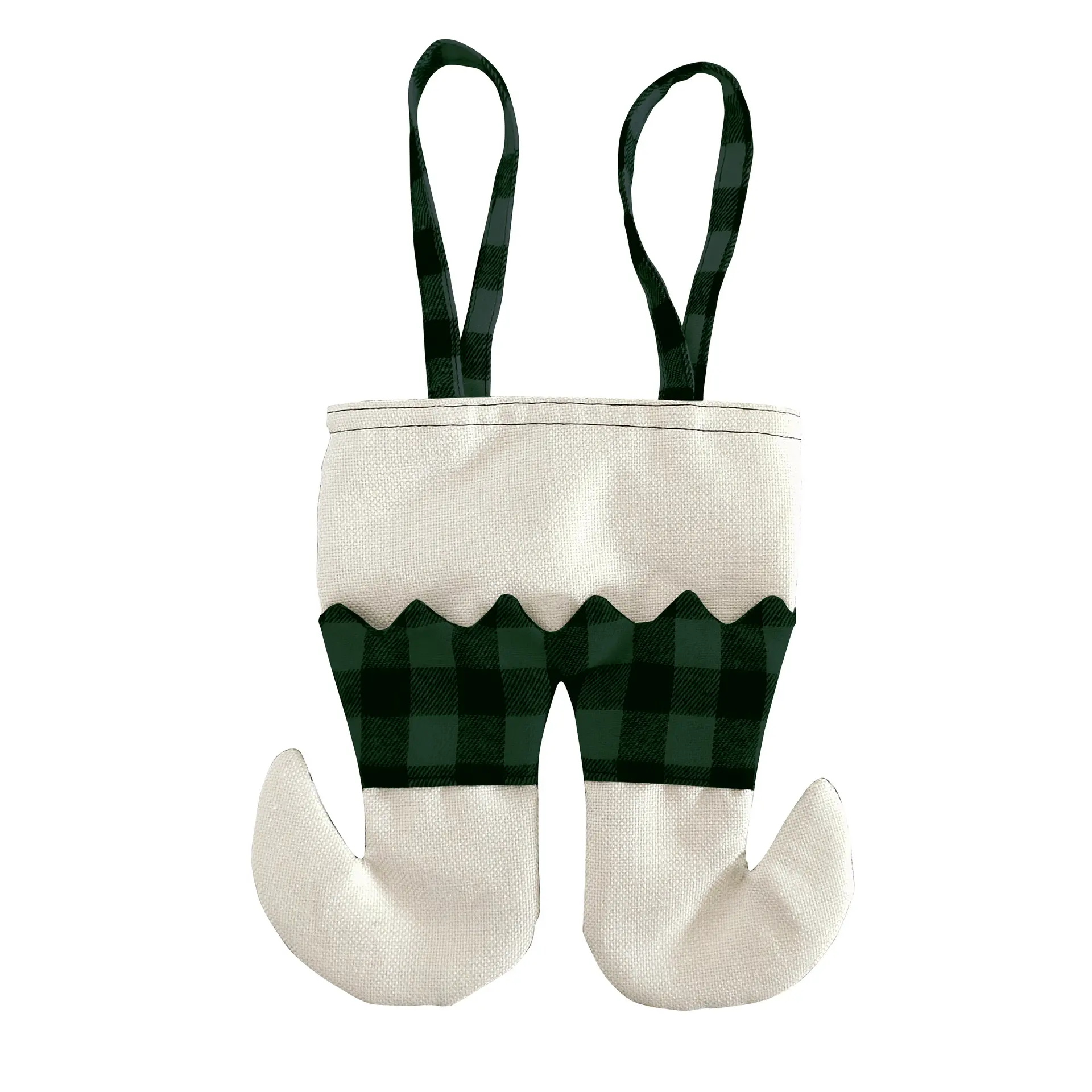 Sacchetti di caramelle in tessuto di lino bianco a sublimazione più popolari per decorazioni natalizie regalo Logo personalizzato scarpe da Clown calzini natalizi