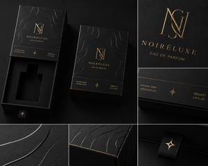 Premium <b>Black</b> Drawer Perfume Packaging <b>Box</b> with UV Embossing and Gold Foil Logo with EVA Insert - Product Image 4