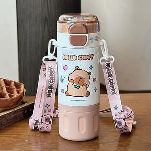 Hello Cappy Insulated Water <b>Bottle</b> 500Ml Portable With Strap For Kids School Use - Product Image 1