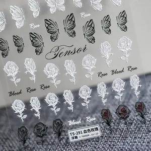 2022 Hot Selling Reliëf Nail Art Sieraden Decal Korea 3D Hot Stamping 20 Leuke Nail Stickers Voor Meisje