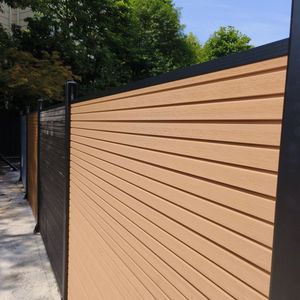 Clôture de jardin en bois-plastique Treslam, ensemble complet, bois composite, <span class=keywords><strong>bambou</strong></span>, WPC, panneau de clôture pour jardin, cour, maison - Product Image 5