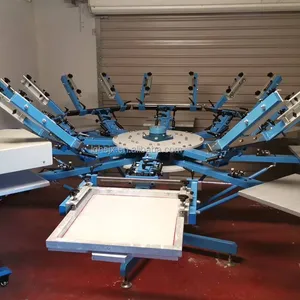 Nieuwe Stijl 6 Kleur En 6 Station T Shirts Pers Carrousel Zeefdrukmachine Met Dubbele Klemmen HS-660G