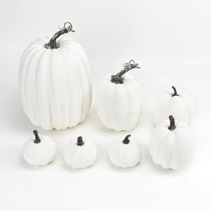 7Pcs Foam Artificial White Yellow Pumpkin Home Decor Set Halloween & Easter Fall Decorations - Product Image 6