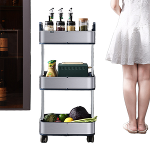 رف تخزين مطبخ نورديك الطراز من جيان هوي بثلاث طبقات غير قابل للطي، عربة متحركة ضيقة لتخزين الخضروات - Product Image 1