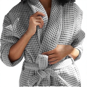 Albornoz de Hotel Bearfit para Parejas Adultas, 100% Algodón, Color Liso, Secado Rápido, Tejido, Largo, Primavera/Otoño, Blanco - Product Image 4