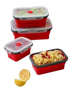 4PCS Eco-Friendly Heat Resistant Silicone Collapsible Airtight Lunch <b>Boxes</b> Vacuum Seal Lids Freezer Microwavable Food <b>Storage</b> - Product Image 2