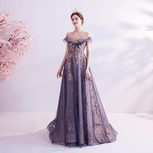 S908 rok Tutu berpayet wanita, gaun pesta <span class=keywords><strong>Prom</strong></span>, gaun malam lengan jubah biru - Product Image 2