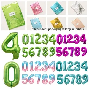 Globos digitales con números de papel de aluminio grande multicolor de 40 pulgadas, decoraciones para fiesta de cumpleaños, empaquetados individualmente - Product Image 3