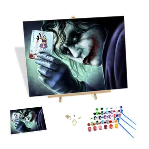 画布上的数字绘画Diy新扑克小丑套件手绘数字绘画定制肖像