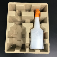 Insert d'emballage en pulpe moulée biodégradable écologique, plateau d'expédition en pulpe pour flacon pulvérisateur, plateau en pulpe de papier brun pressé à sec, personnalisé