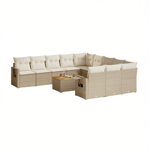 Set Divano da Giardino in Rattan Beige 6 Posti, Arredamento da Esterno Resistente alle Intemperie, Design Contemporaneo con Struttura in Vimini - Product Image 1