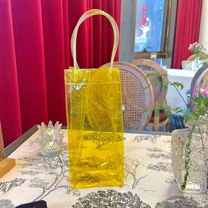 Bolsa de vino de hielo colorida, bolsas enfriadoras de vino portátiles transparentes con asa, bolsa de vino de <span class=keywords><strong>PVC</strong></span> para bebidas frías de cerveza - Product Image 3