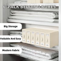 Organiseurs de draps de lit, lot de 6, boîtes de rangement pliables pour armoire à linge, organisateur de literie moderne anti-fuite (tailles King/Queen)