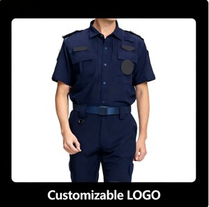 Chemise d'uniforme de sécurité blanche pour personnel, design d'été économique, pour portier, homme, noir, polyester/coton, fusion sans couture, en stock - Product Image 6