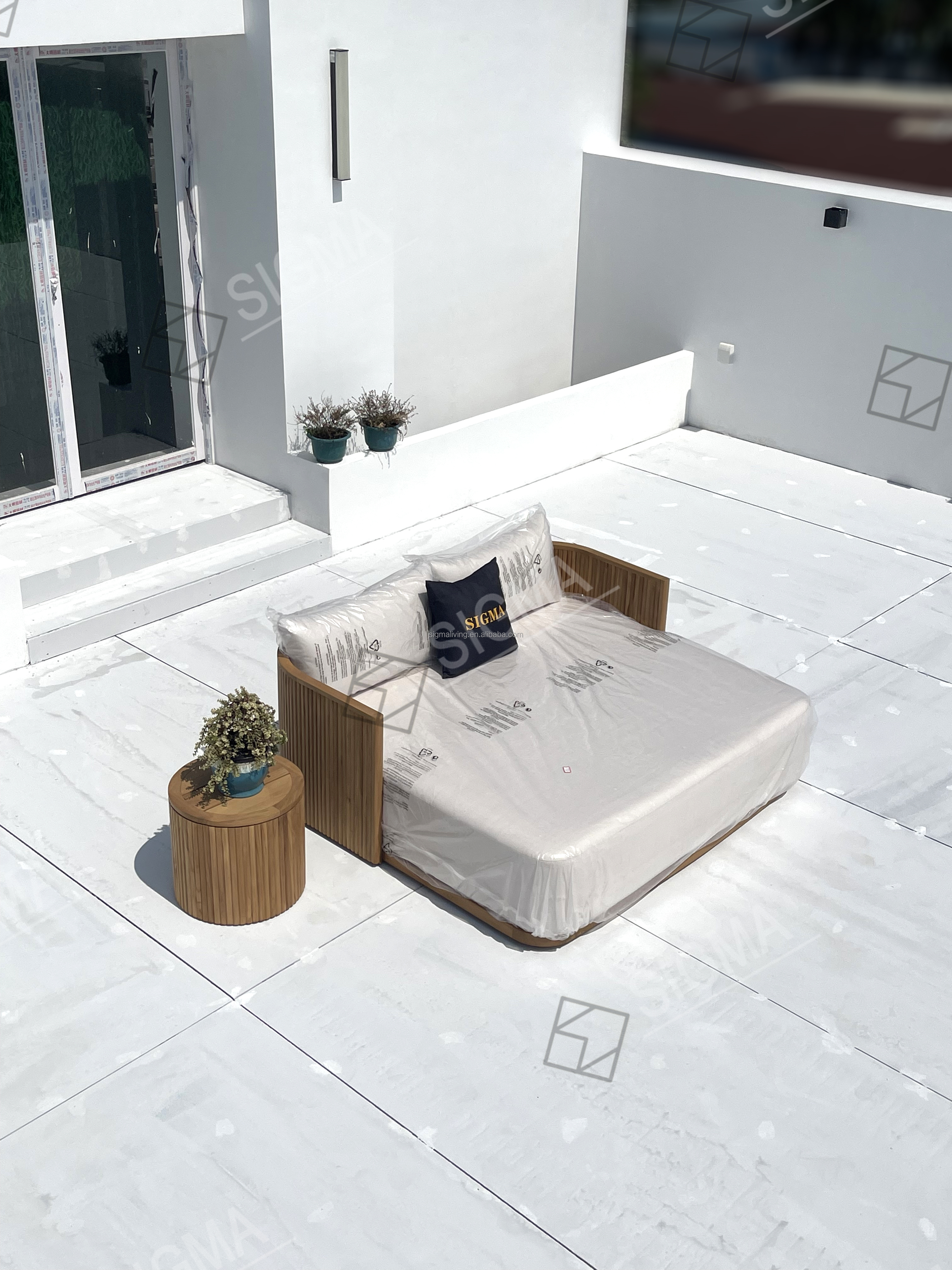 New Arrival Water-resistant Outdoor Wooden Furniture Garden Furniture Wood Chaise Patio Teak Wood Daybeds