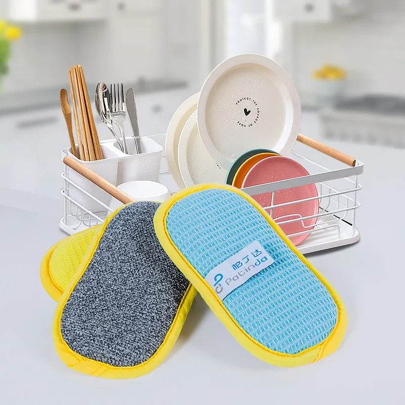 Schuursponsje Eco Vriendelijke Keuken Reiniging Microfiber Schotel Wassen Schone Keuken Sponzen Voor Vaat Schoonmaken