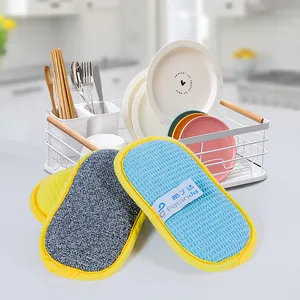 Scouring Pad Eco Friendly Kitchen Cleaning Microfiber Dish Wash Clean Kitchen Sponges For Dishes Cleaning