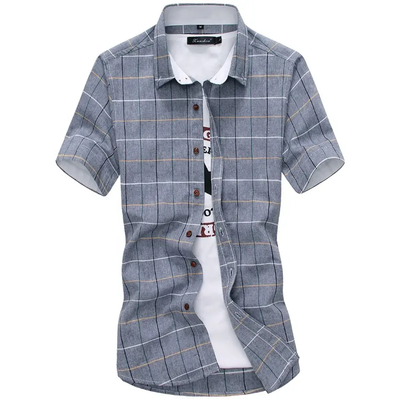 Wholesale Cotton Custom Short Sleeve Camisa Social Casual Men's Shirts