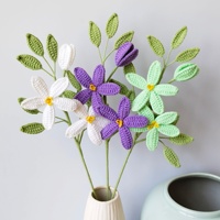 Buket Bunga Jasmine Rajutan Tangan dari Benang Wol Impor, Produk Jadi untuk Dekorasi Kamar Tidur, Bunga Rajut