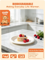 Assiettes rondes jetables en canne à sucre, blanches, de 6 pouces, biodégradables, compostables, en bagasse, pour collations, pique-nique, barbecue, 8 pièces