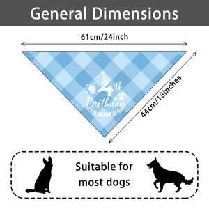 בנדנה ליום הולדת לכלב, בנדנה ליום הולדת רביעי, בנדנה לכלב בצבע כחול משובץ, מתנות לאוהבי חיות מחמד, קישוט למסיבת יום הולדת רביעי - Product Image 4