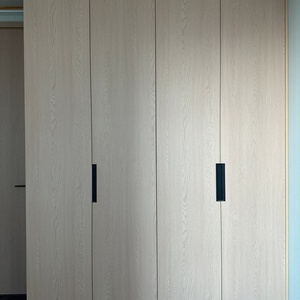 Custom-made Modern <b>Wardrobe</b> for Apartment Home Bedroom Full-height Doors Black Recessed Handles MDF Construction Large Capacity - Product Image 5