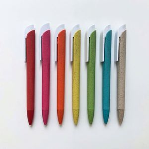 Stylo bille torsadé personnalisé en soie sérigraphiée, 100 % écologique, biodégradable, en paille de maïs, riz et blé recyclée, écriture 1,0 mm, écologique - Product Image 1