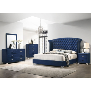 Blue 4-Piece Queen Contemporary <b>Convertible</b> Wood Bedroom Set - Product Image 1