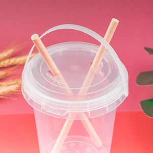 Disposable 32 oz 1000ml Portable clear Boba <b>Cup</b> with Handle Fruit Bubble Tea Buckets pp Injection <b>Plastic</b> <b>Cups</b> - Product Image 3