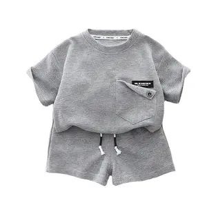 Summer New Arrival Children Summer Pure Color Clothing Set Casual Thin Breathable Clothes Set For Boys