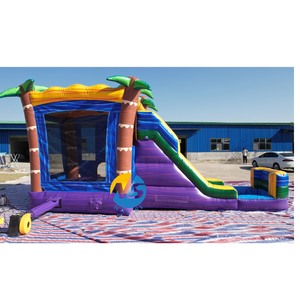 Château gonflable aquatique Jungle Palm Tree Water Moonjumps avec toboggan aquatique et <span class=keywords><strong>piscine</strong></span> pour <span class=keywords><strong>location</strong></span> commerciale et événements - Product Image 3