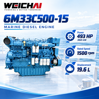 Moteur diesel marin WEICHAI 6M33C500-15 368 kW 493 CV, moteur de propulsion 6 cylindres turbocompressé de 19,6 L pour bateau de travail