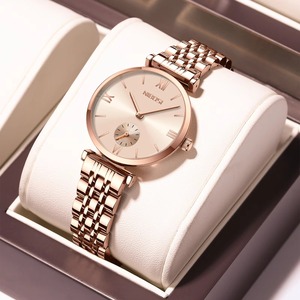 Drioshipping <b>Ladies</b> Stainless Steel <b>Watch</b> <b>Rose</b> <b>Gold</b> Fashionable Waterproof Quartz Wristwatch Alloy Glass Romantic Business Gift - Product Image 2
