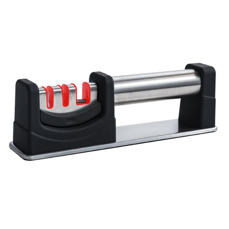 Профессиональный 3-я ступенями для заточки ножей инструмент прямой зубчатых столовых кухонные Точилки для ножей