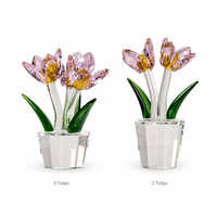 Figurine de fleur de tulipe en cristal, ornement en verre de cristal, décoration d'intérieur, cadeau de mariage pour elle, décoration de bureau à facettes WDY-0504