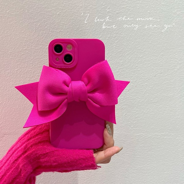 Stock Sweet Cool Fashion Dark pink Large Bow Ins Style Hot Girl Mobile Phone case