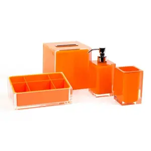 Acrylic Bathroom Accessories Set 6 Piece Bath Set Collection Features Soap Dispenser Toothbrush Holder Tumbler Soap Dispenser