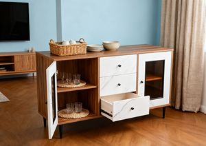 <span class=keywords><strong>ตู้เก็บของ</strong></span>ในห้องนั่งเล่น<span class=keywords><strong>ตู้เก็บของ</strong></span>ร่วมสมัยพร้อมประตูกระจก2บานและลิ้นชัก3บาน - Product Image 3