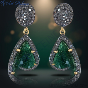 Boucles d'oreilles pendantes classiques en argent 925 plaqué noir vintage pour femmes, pour les occasions de fête - Product Image 3