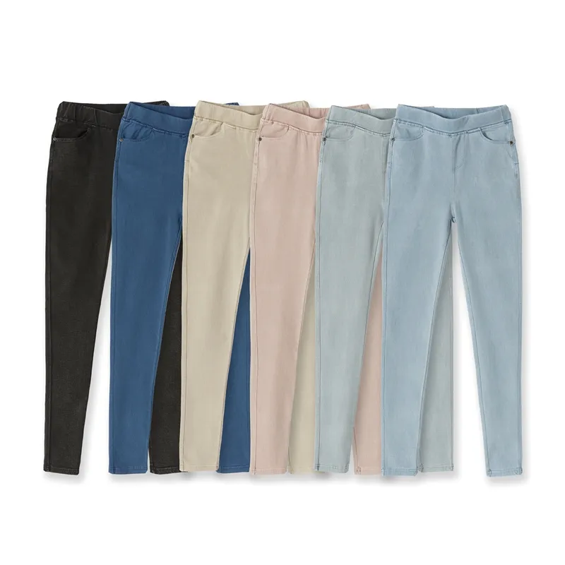 Fashion Hip Up Colorful tight pant elastic waist skinny jean Pigment dyeing Women pencil pants