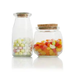 Hot sales Transparent Glass Airtight Jars Milk Juice Pudding Packing Bottle With Lid